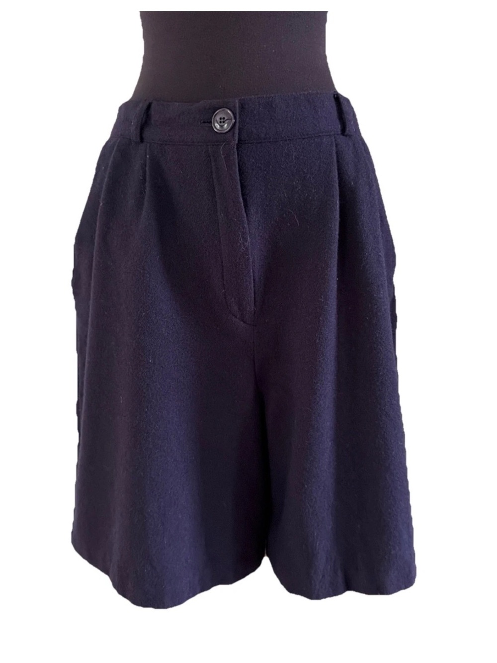 Norton McNaughton Womens Navy Wool Shorts High Waisted Lined Preppy Sz 14